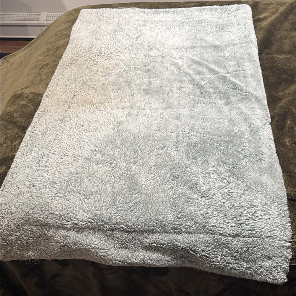 60 x 48 inch turquoise furry and teal feels like velvet fleece throw